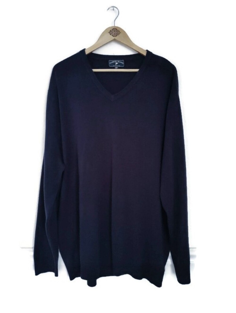 Harbor Island Mens Navy V Neck Sweater Size 3XL
